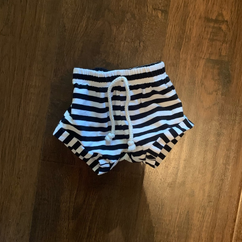 Toddler black and white striped shorts